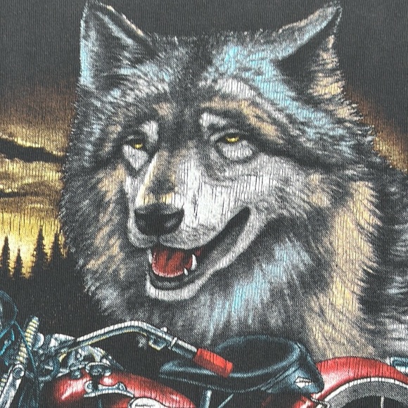 Vtg 1989 3D Emblem Harley Davidson Survivors Wolf LS t-shirt XL single stitch - Picture 4 of 13